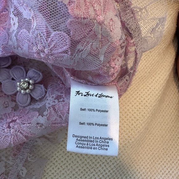 For Love And Lemons Rosette Cami Pink and Purple Floral Lace Bralette - Picture 8 of 8